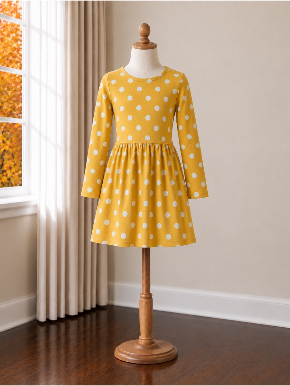 Carter's Yellow Polka Dot Long-Sleeve Dress